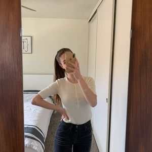 J.Crew Ribbed Elbow-sleeve Henley in XXS